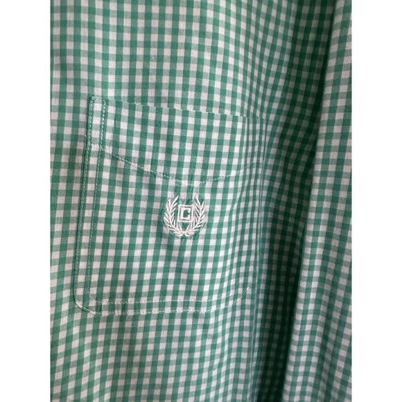 Vintage Chaps Button Down Large Green Gingham Preppy Old Money Quiet Luxury - Picture 2 of 4